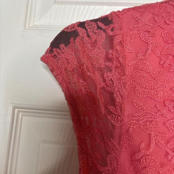 Heartsoul Large Coral Lace Dress Cap Sleeve Fit and Flare Party Skater Style - Picture 4 of 6